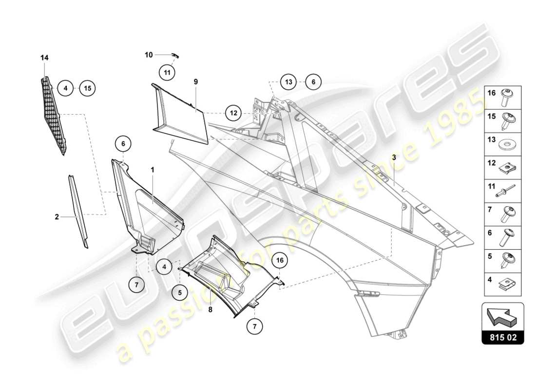 Lamborghini LP740-4 S ROADSTER (2018) AIR INTAKE TRIM PLATE Part Diagram