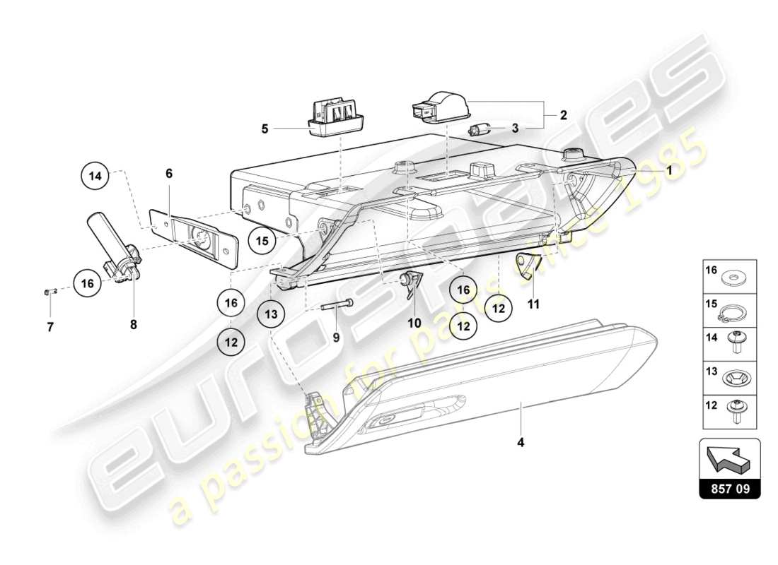 Lamborghini LP740-4 S ROADSTER (2018) GLOVE COMPARTMENT Part Diagram