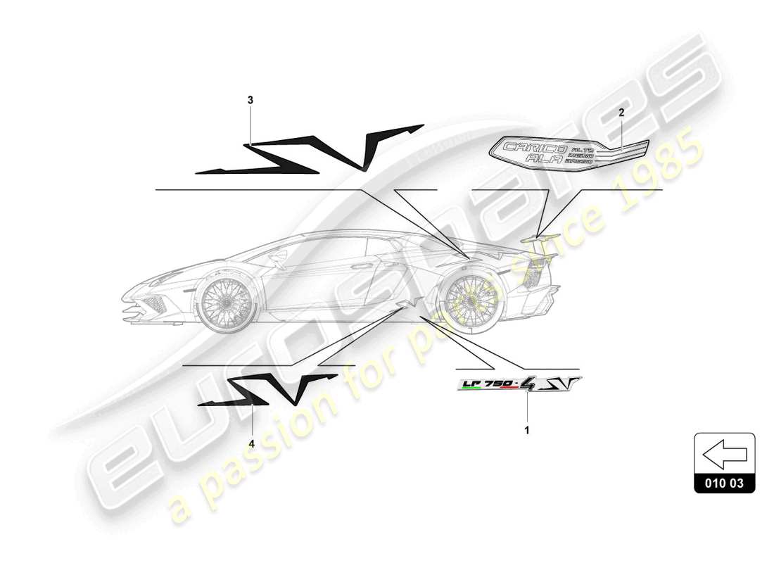 Lamborghini LP750-4 SV COUPE (2015) sticky pad set Part Diagram