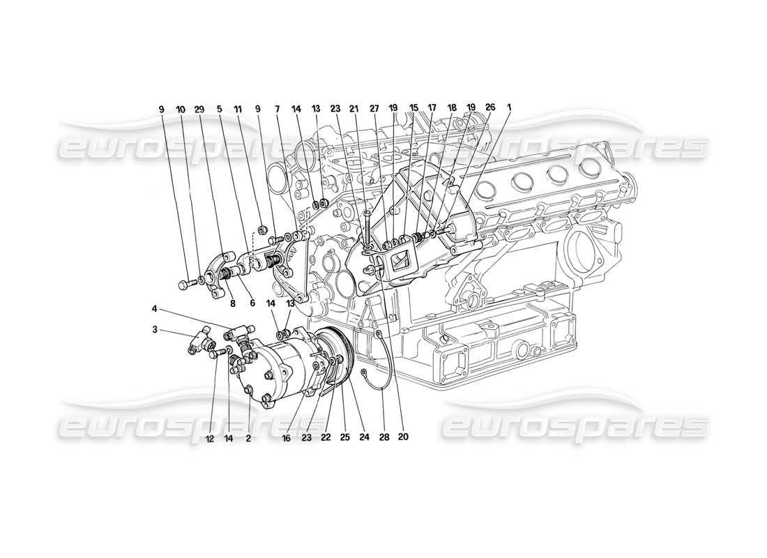 Ferrari Mondial 3.2 QV (1987) Air Conditioning Compressor and Controls Parts Diagram