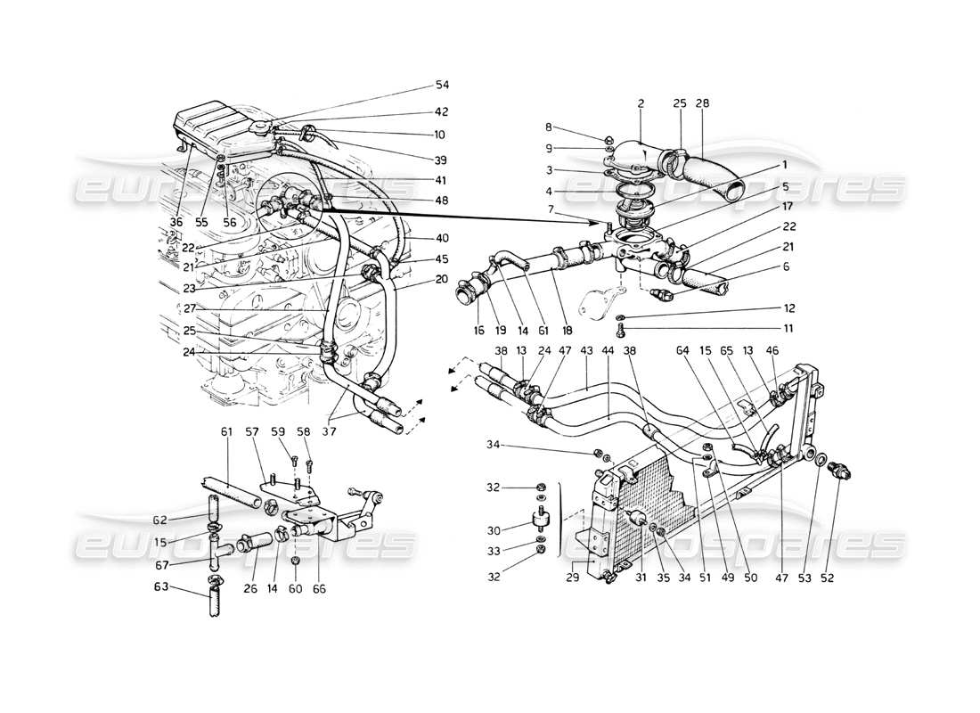 Ferrari 512 BB Cooling System Parts Diagram
