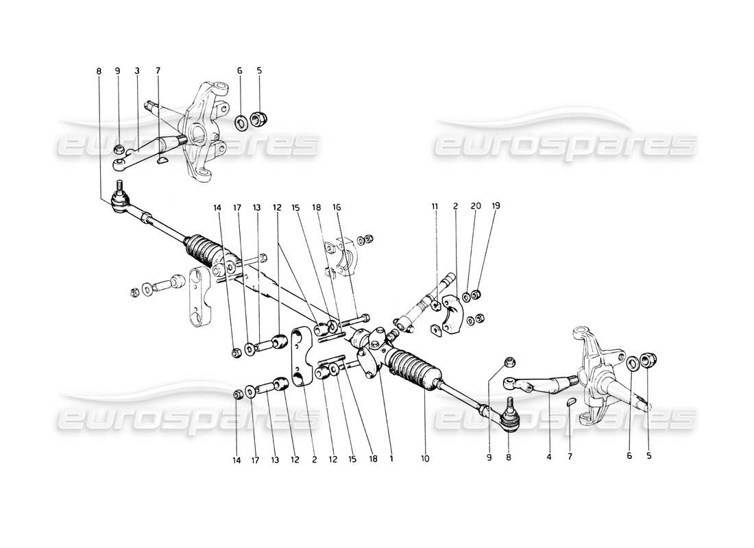 Ferrari 512 BB Steering Box and Linkage Parts Diagram