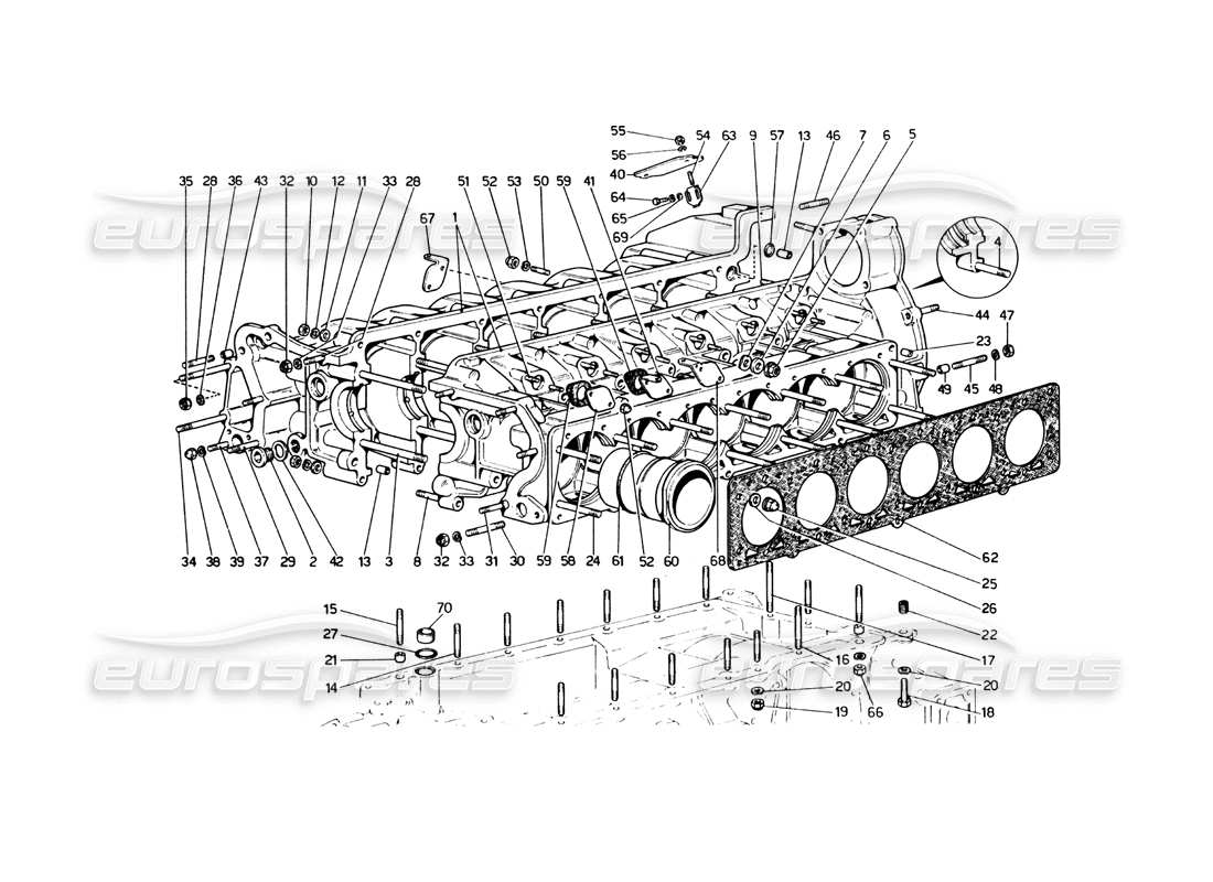 Ferrari 365 GT4 Berlinetta Boxer crankcase Parts Diagram