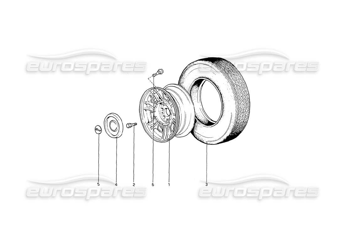 Ferrari 208 GT4 Dino (1975) Wheels Parts Diagram