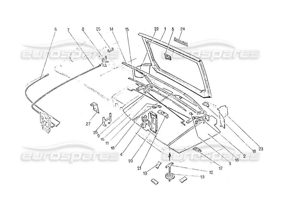 a part diagram from the ferrari 365 gt 2+2 (coachwork) parts catalogue