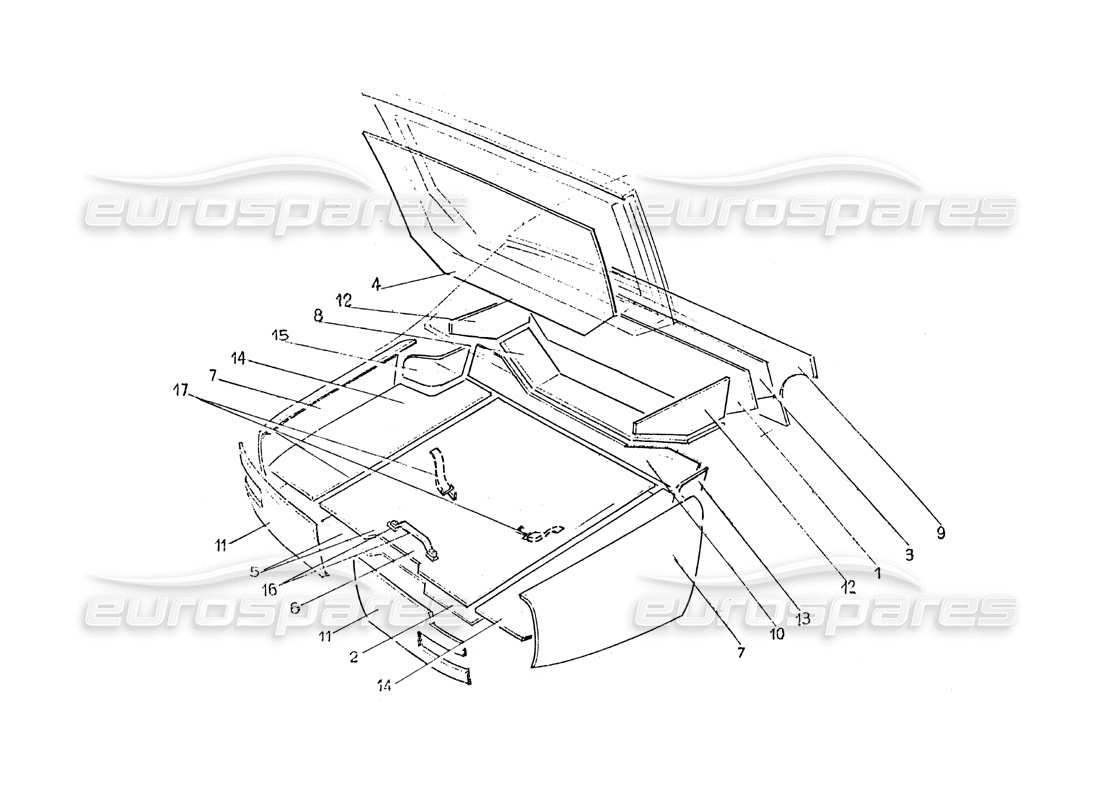 a part diagram from the ferrari 365 gt 2+2 (coachwork) parts catalogue