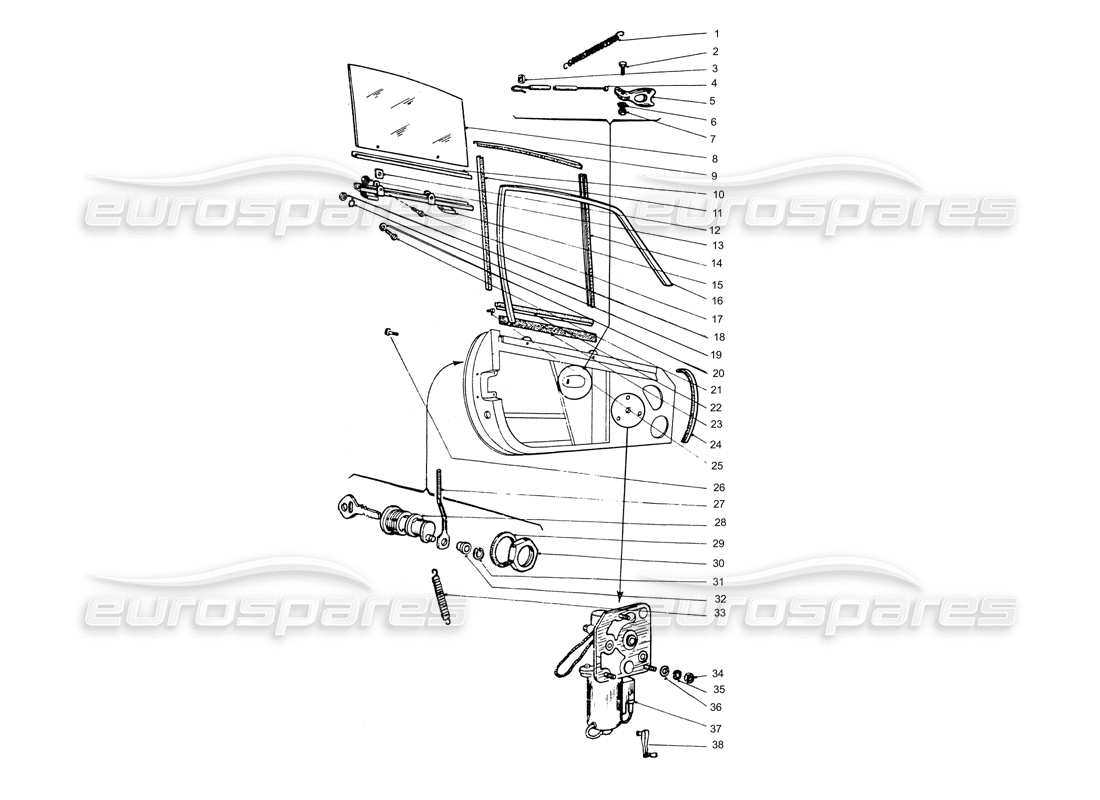a part diagram from the ferrari 365 gtb4 daytona (coachwork) parts catalogue