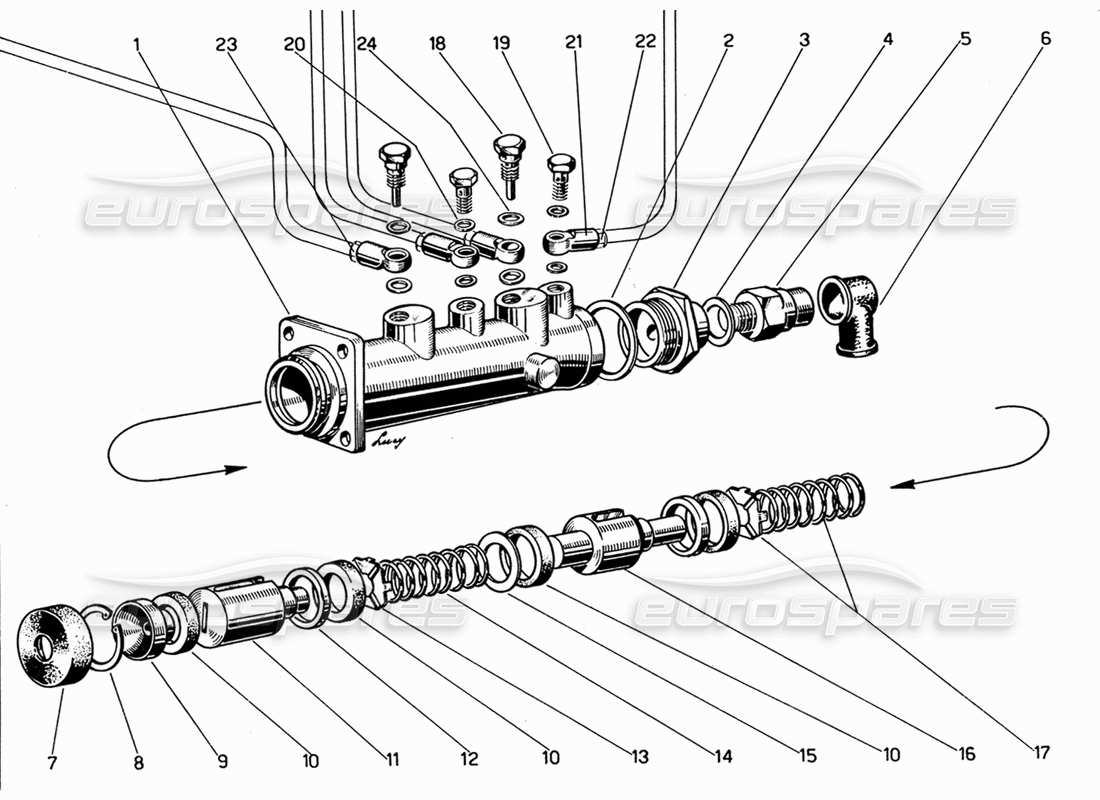 a part diagram from the ferrari 330 gt 2+2 parts catalogue