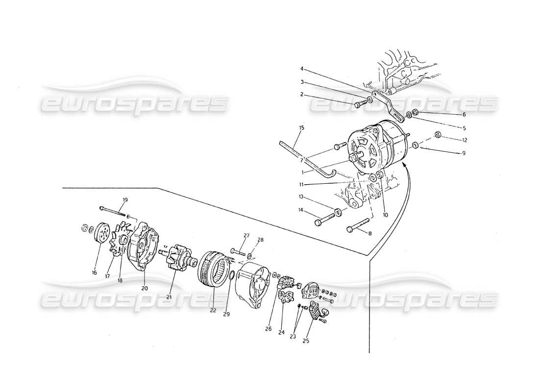 a part diagram from the Maserati Biturbo 2.5 (1984) parts catalogue