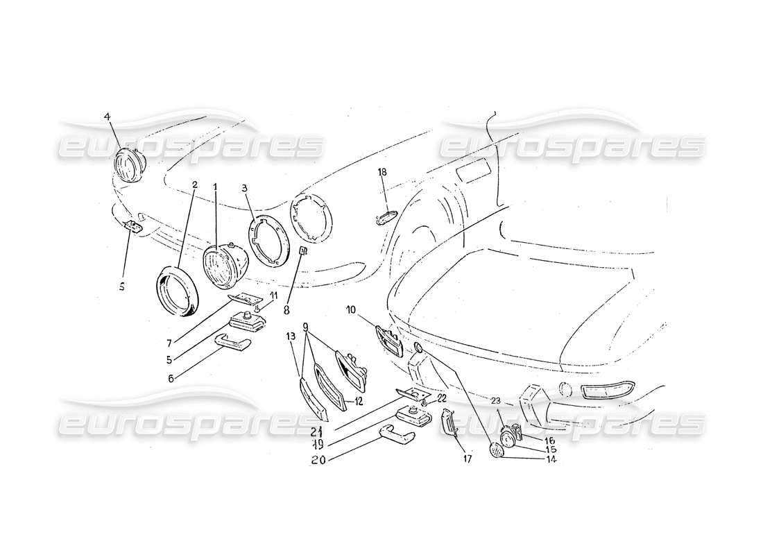 a part diagram from the ferrari 365 gtc (coachwork) parts catalogue