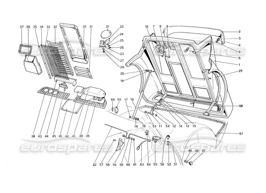 a part diagram from the ferrari 365 gt4 berlinetta boxer parts catalogue