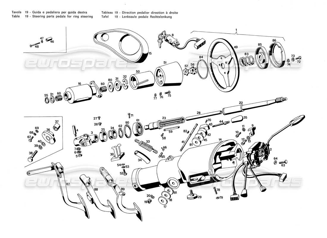 a part diagram from the maserati merak 3.0 parts catalogue