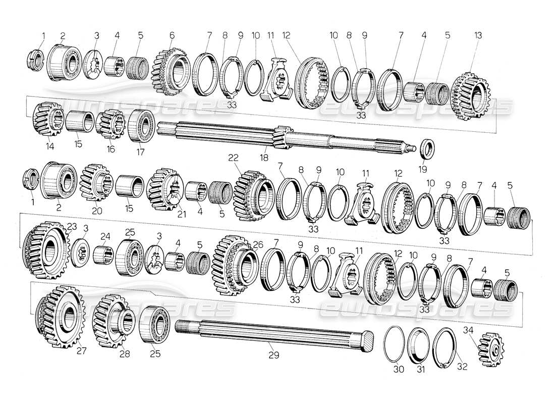 a part diagram from the lamborghini countach 5000 s (1984) parts catalogue