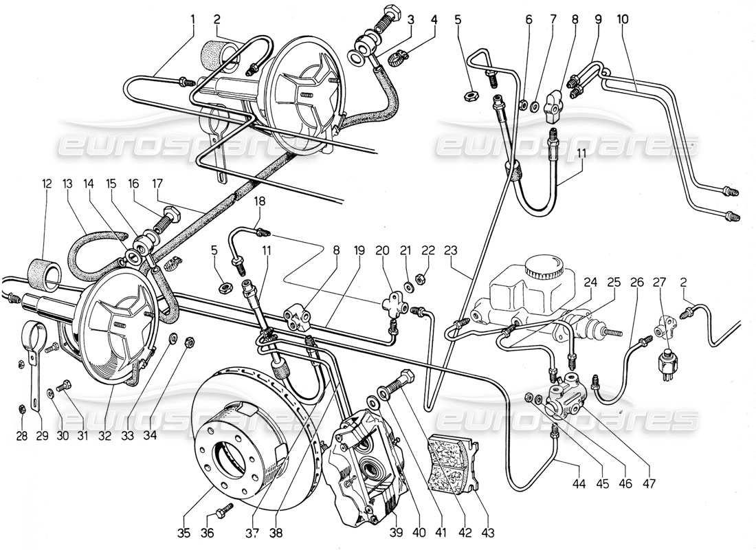 VIEW PARTS DIAGRAMS FROM THE LAMBORGHINI URRACO P300 PARTS CATALOGUE a part diagram from the lamborghini urraco p300 parts catalogue