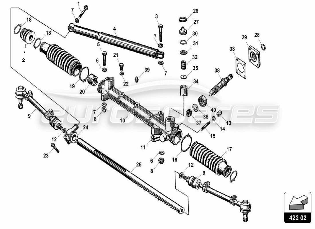 VIEW PARTS DIAGRAMS FROM THE LAMBORGHINI MIURA P400 PARTS CATALOGUE a part diagram from the lamborghini miura p400 parts catalogue