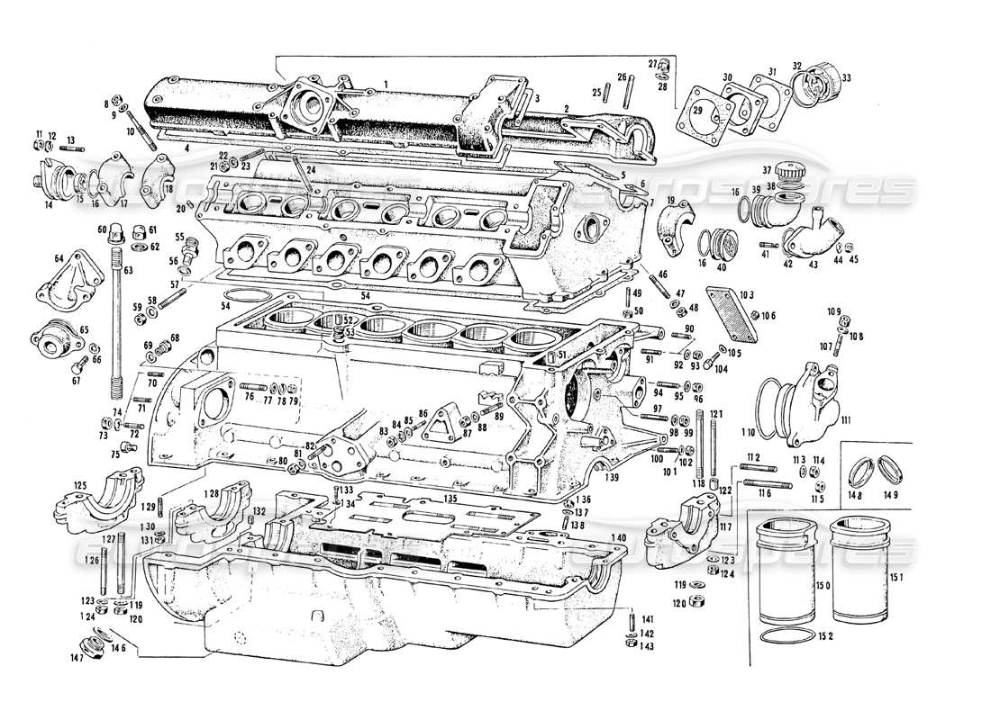 a part diagram from the maserati mistral parts catalogue