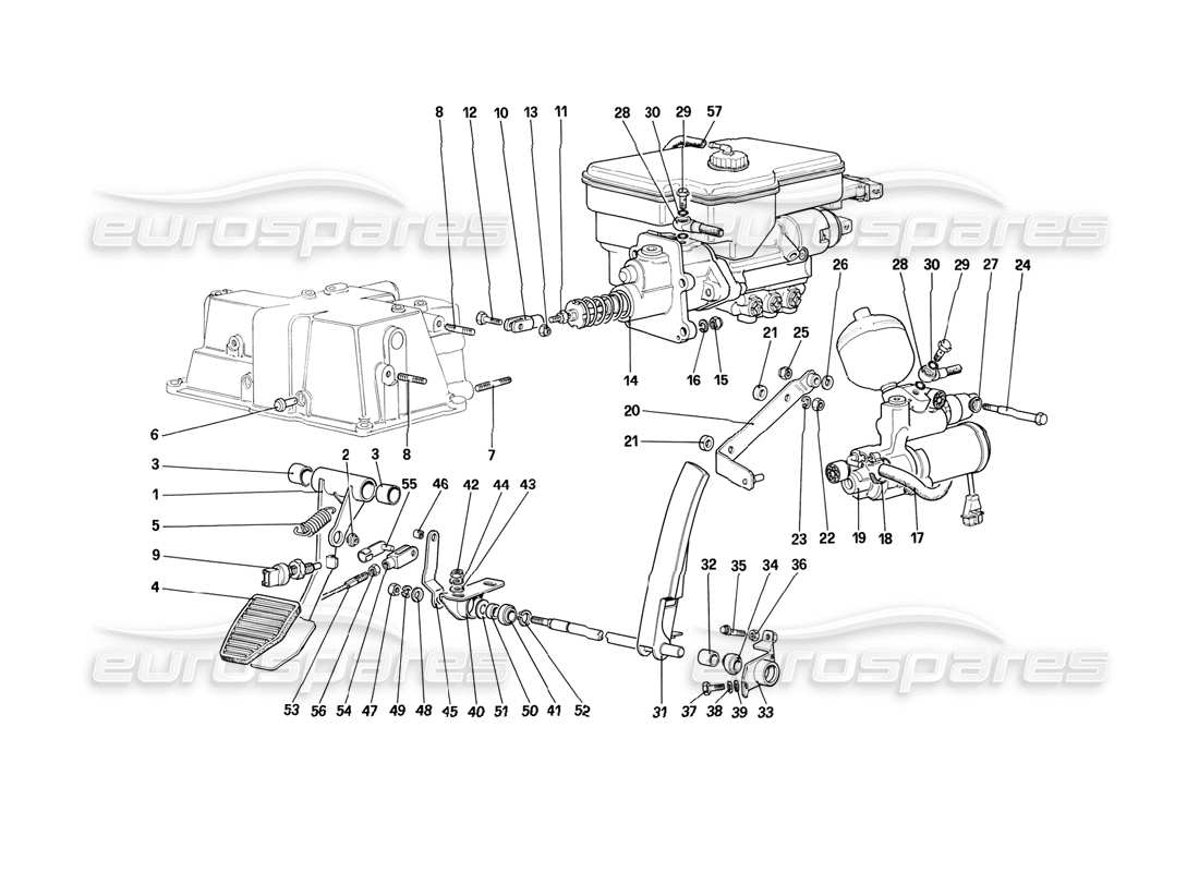 a part diagram from the ferrari mondial 3.2 qv (1987) parts catalogue