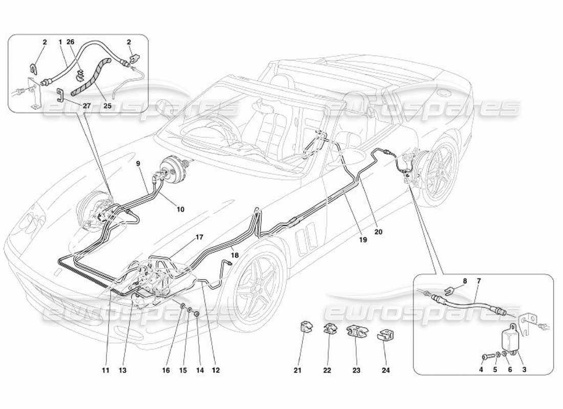 a part diagram from the ferrari 575 superamerica parts catalogue
