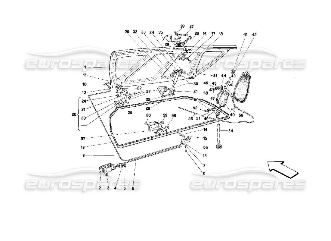 a part diagram from the Ferrari Mondial 3.4 t Coupe/Cabrio parts catalogue
