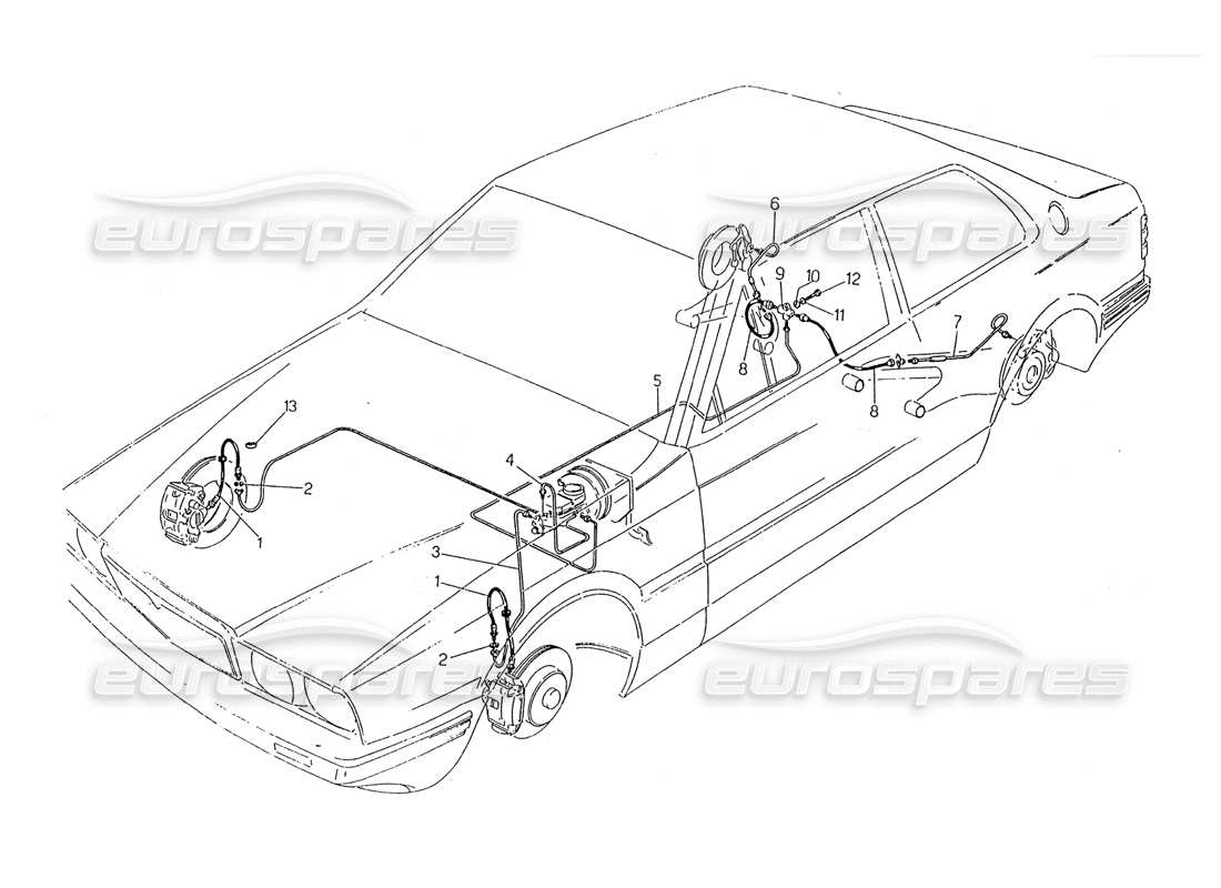 maserati 2.24v hydraulic brake lines part diagram