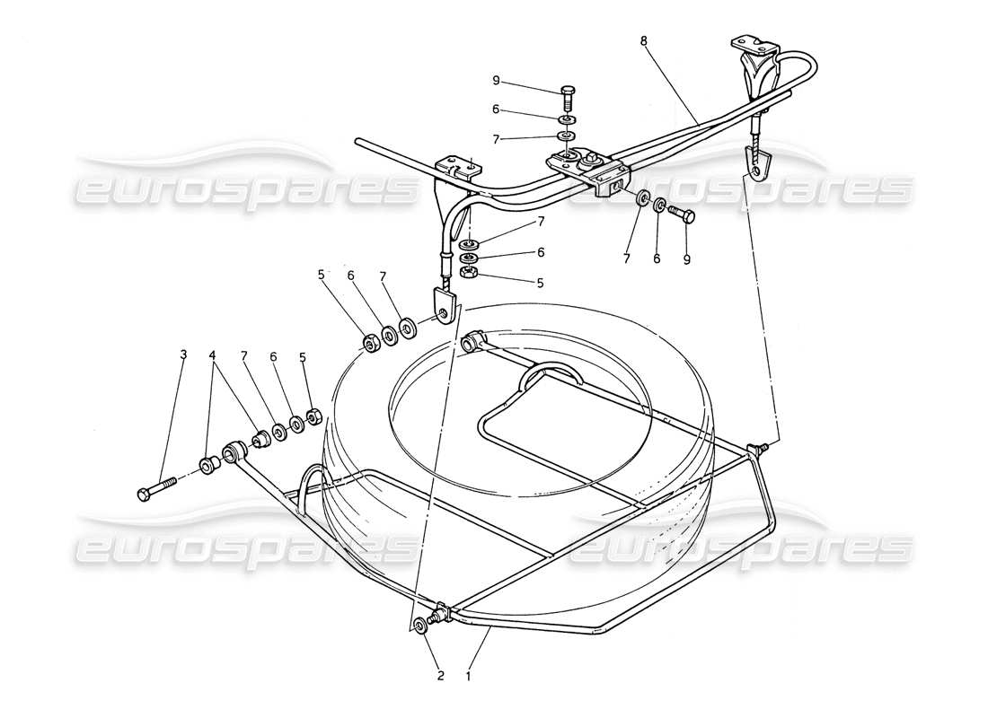maserati biturbo spider spare wheel lifting device parts diagram