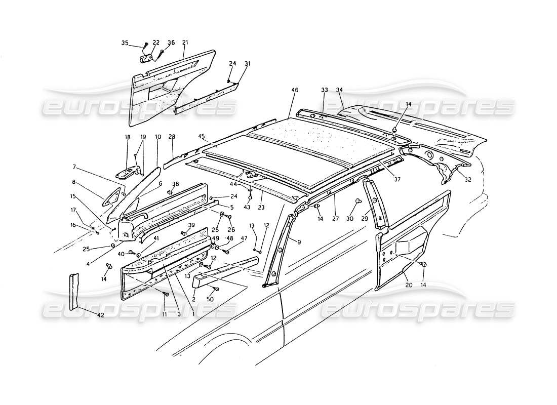 maserati biturbo 2.5 (1984) trim parts diagram