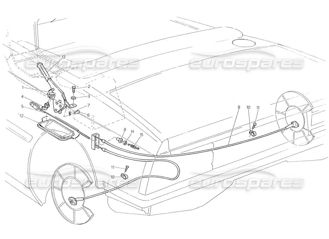 maserati biturbo spider hand brake control part diagram