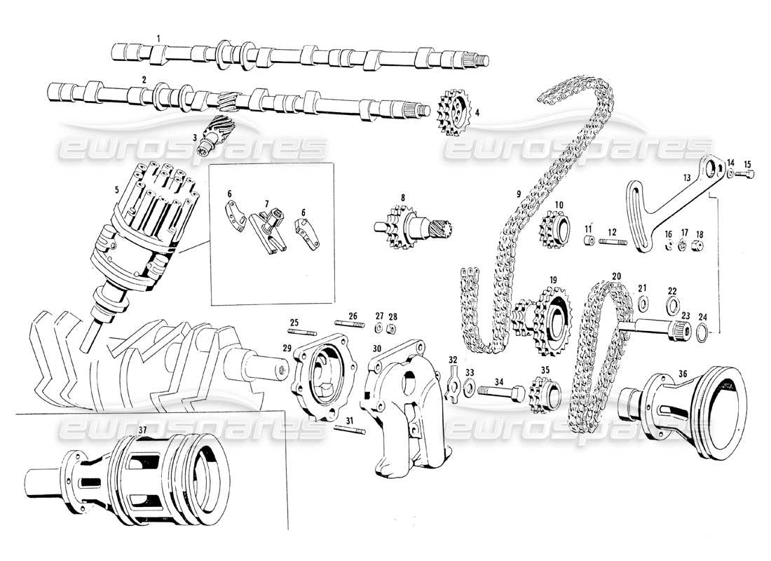 maserati mistral 3.7 twin chain engine parts diagram