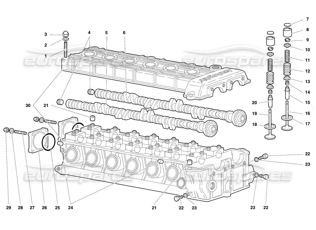 lamborghini diablo vt (1994) left cylinder head part diagram