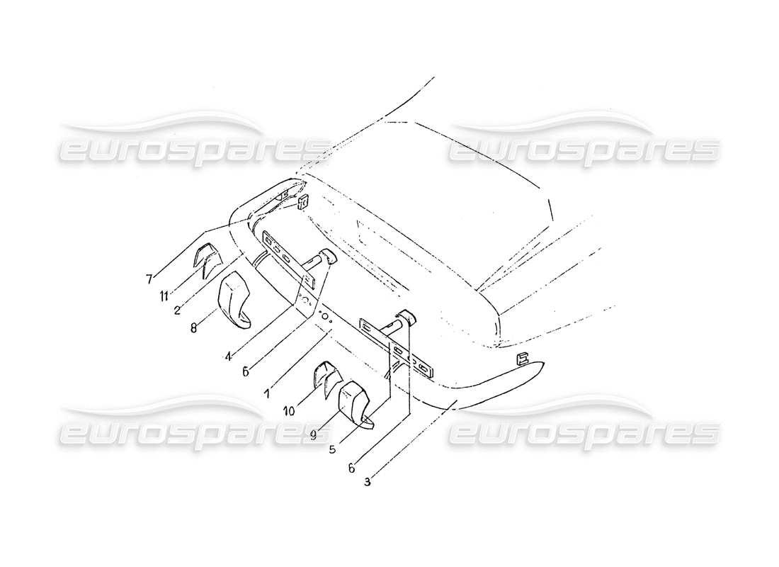 ferrari 365 gt 2+2 (coachwork) rear bumpers parts diagram