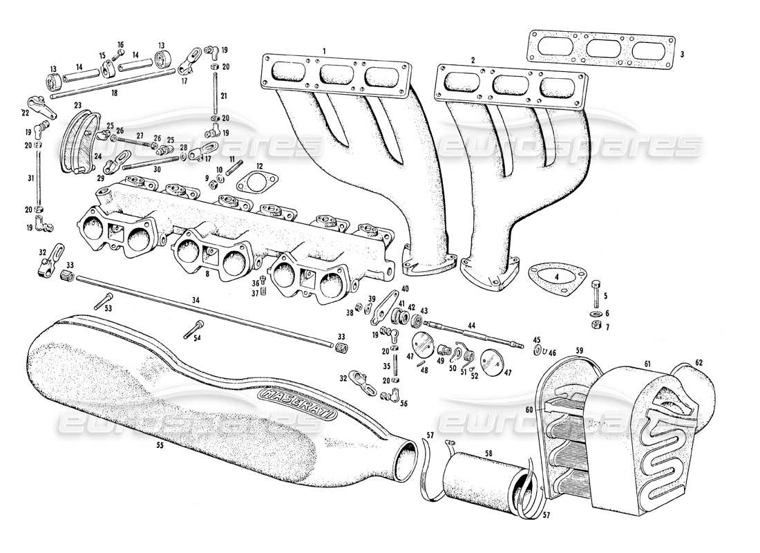 maserati mistral 3.7 intake manifold - injection equipment parts diagram