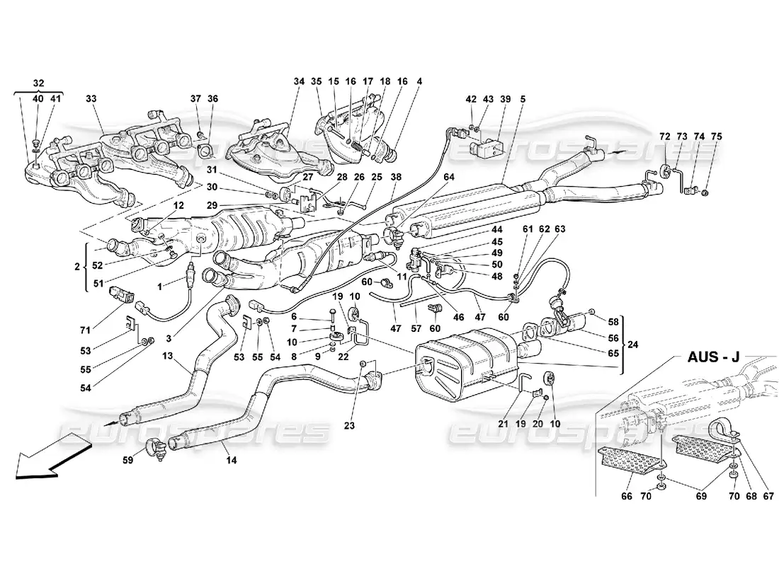 ferrari 550 maranello exhaust system parts diagram