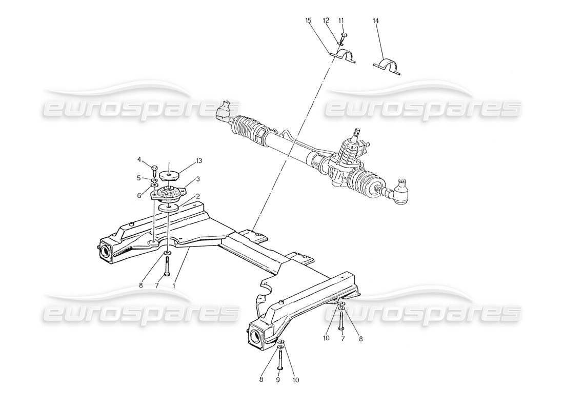 maserati karif 2.8 front subframe and steering box parts diagram