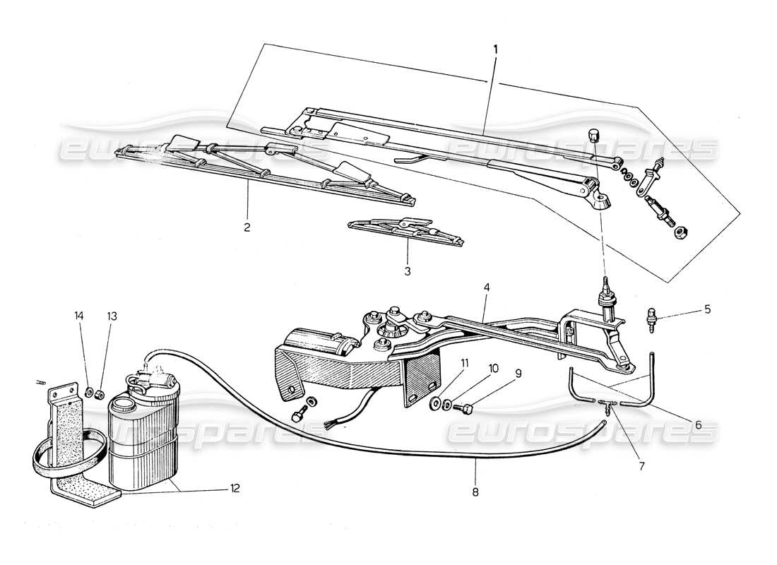 lamborghini countach lp400 windscreen wiper parts diagram