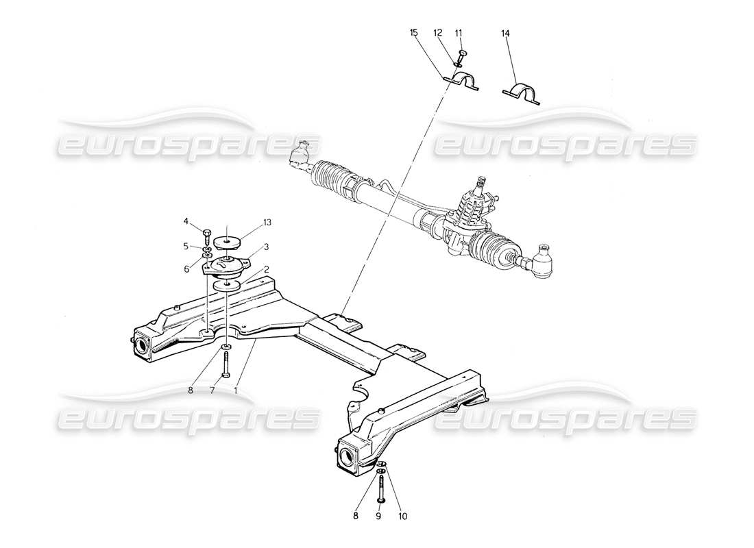 maserati biturbo spider front subframe and steering box part diagram