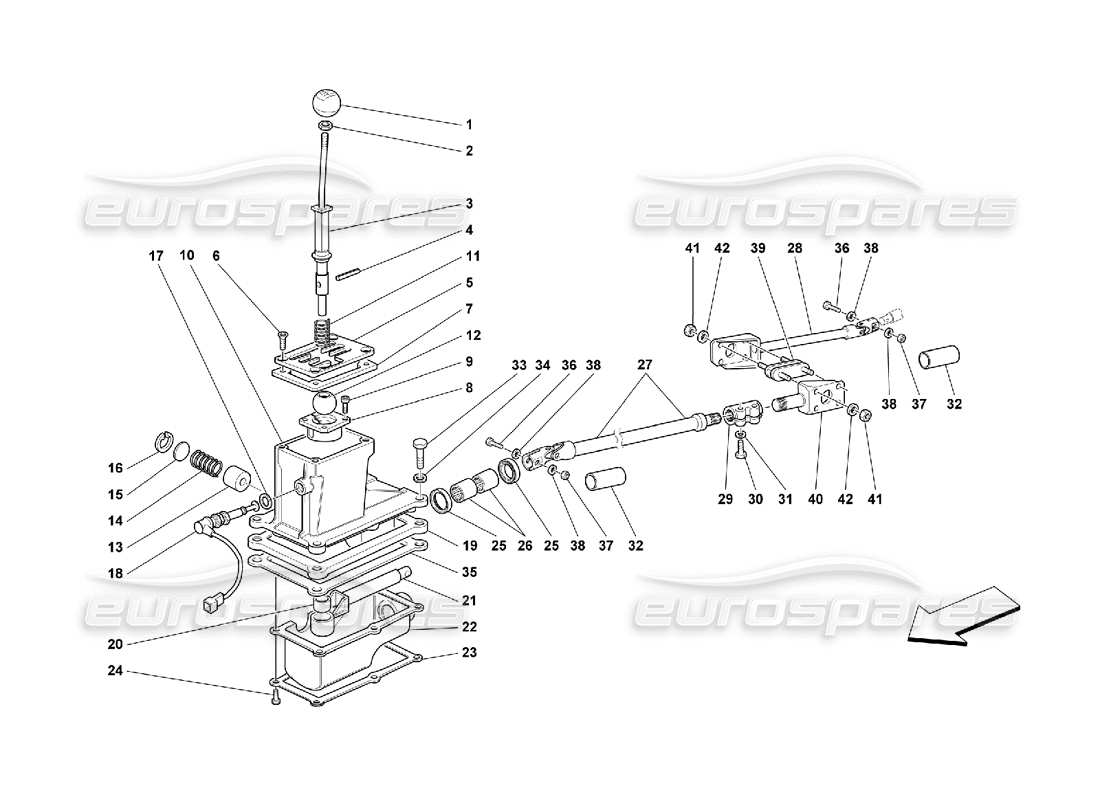 ferrari 550 barchetta outside gearbox controls parts diagram