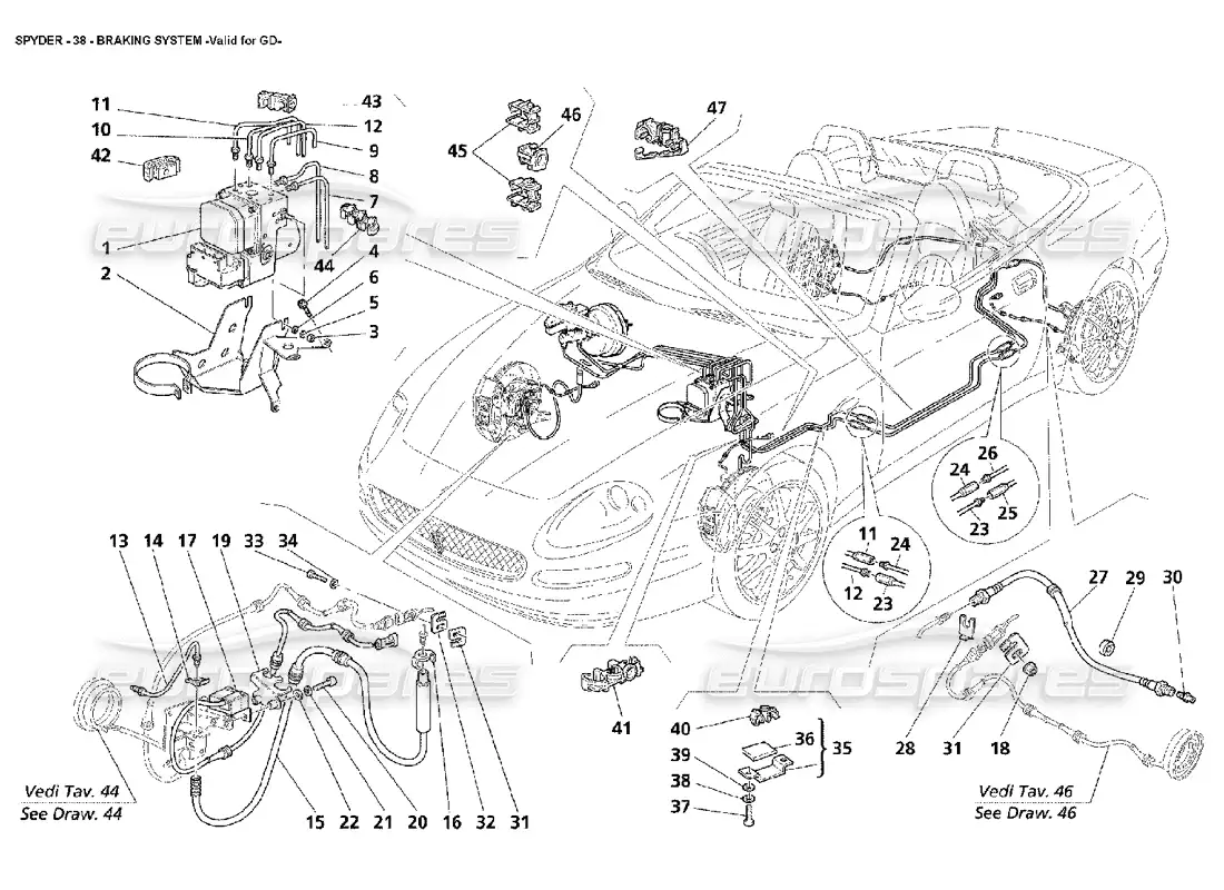 maserati 4200 spyder (2002) braking system -valid for gd parts diagram