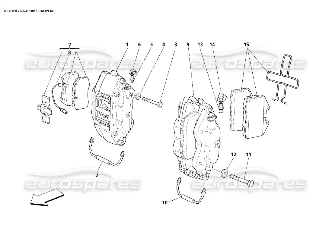 maserati 4200 spyder (2002) brake calipers parts diagram