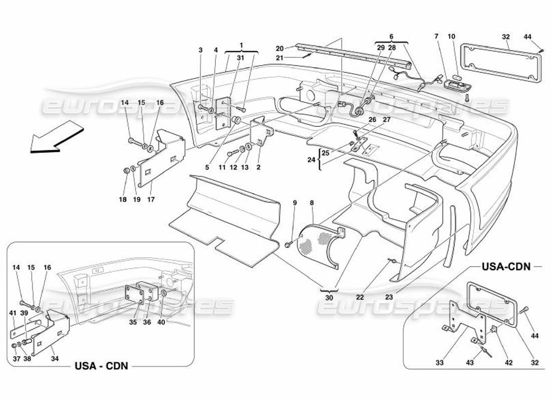 ferrari 575 superamerica rear bumper parts diagram