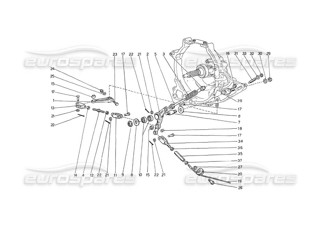 ferrari 208 gt4 dino (1975) clutch operating control parts diagram