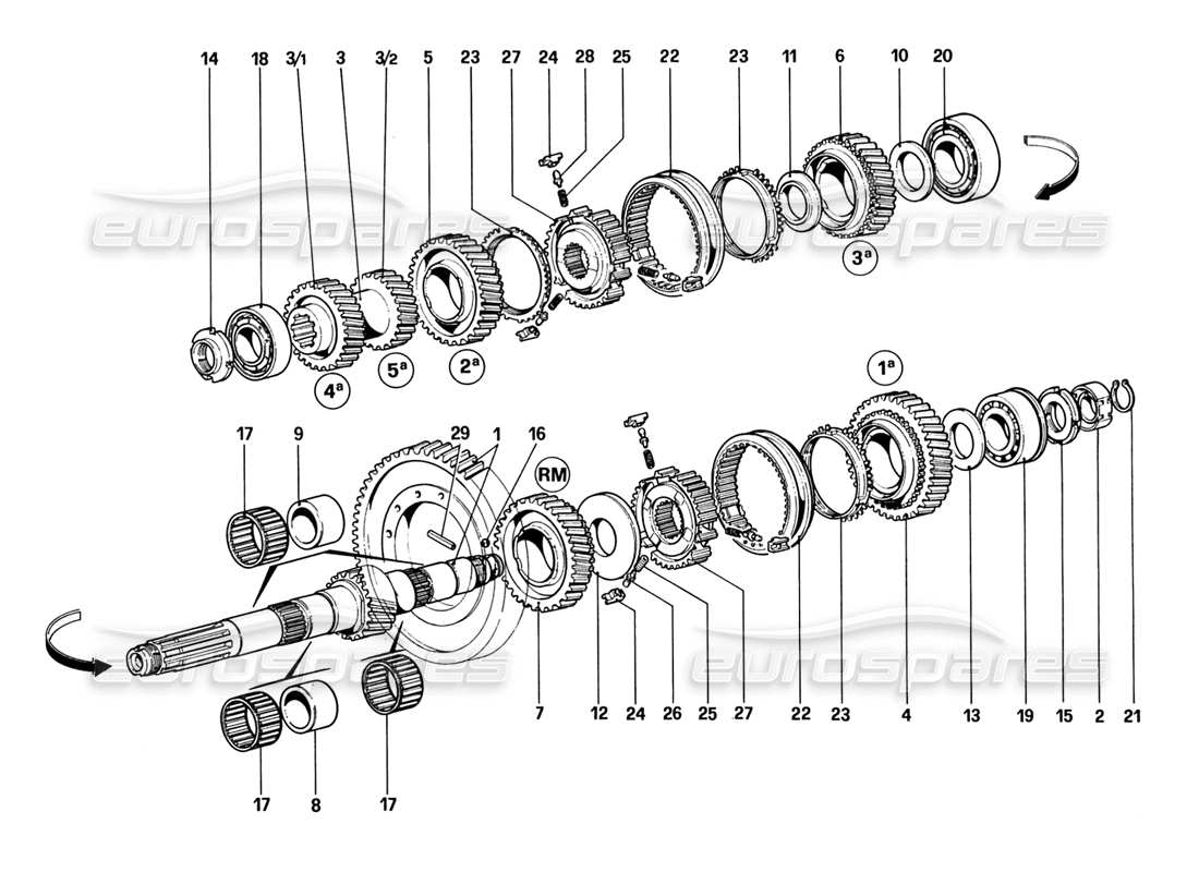 ferrari 328 (1988) lay shaft gears part diagram