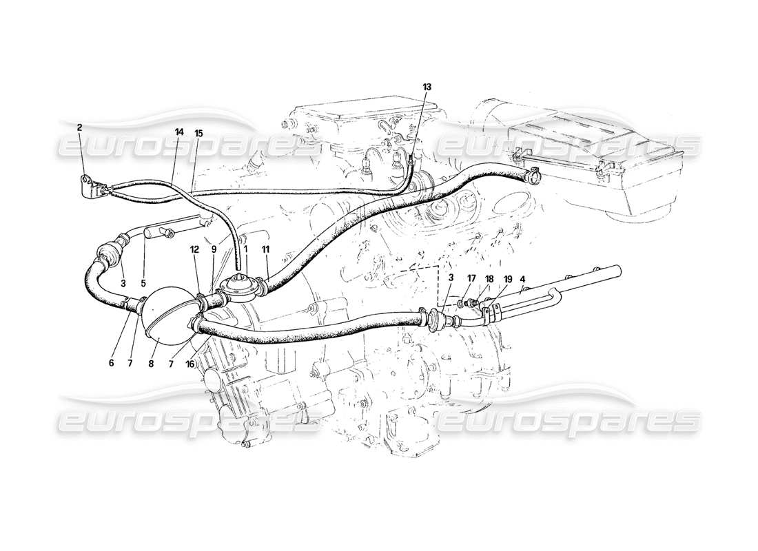 ferrari 328 (1988) air injection (for ch86 and ch87 version) parts diagram