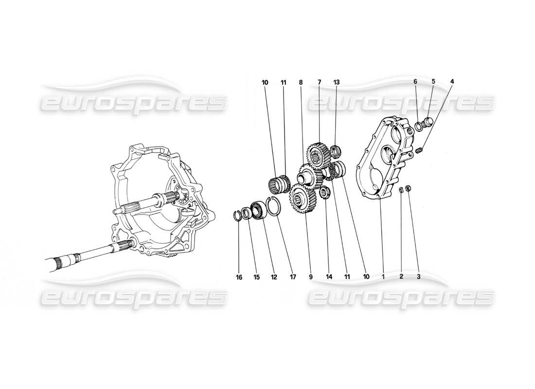 ferrari 208 turbo (1982) gearbox transmission parts diagram