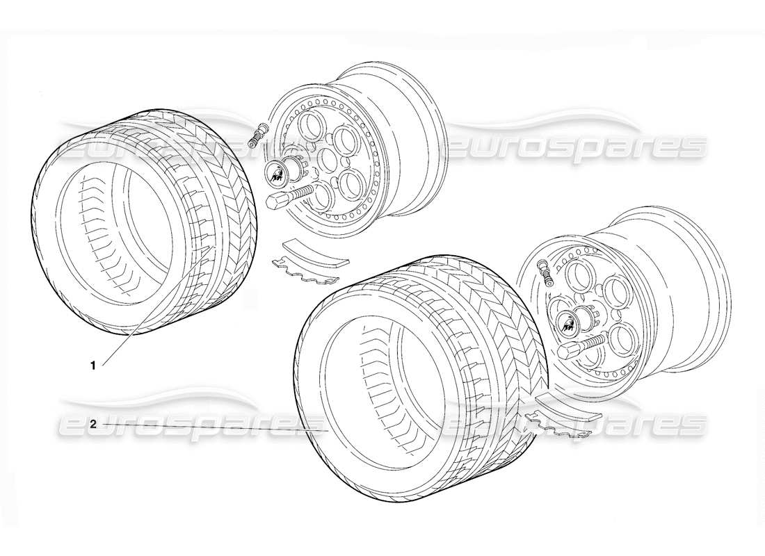 lamborghini diablo vt (1994) wheel and hub carrier (valid for switzerland version - april 1994) part diagram