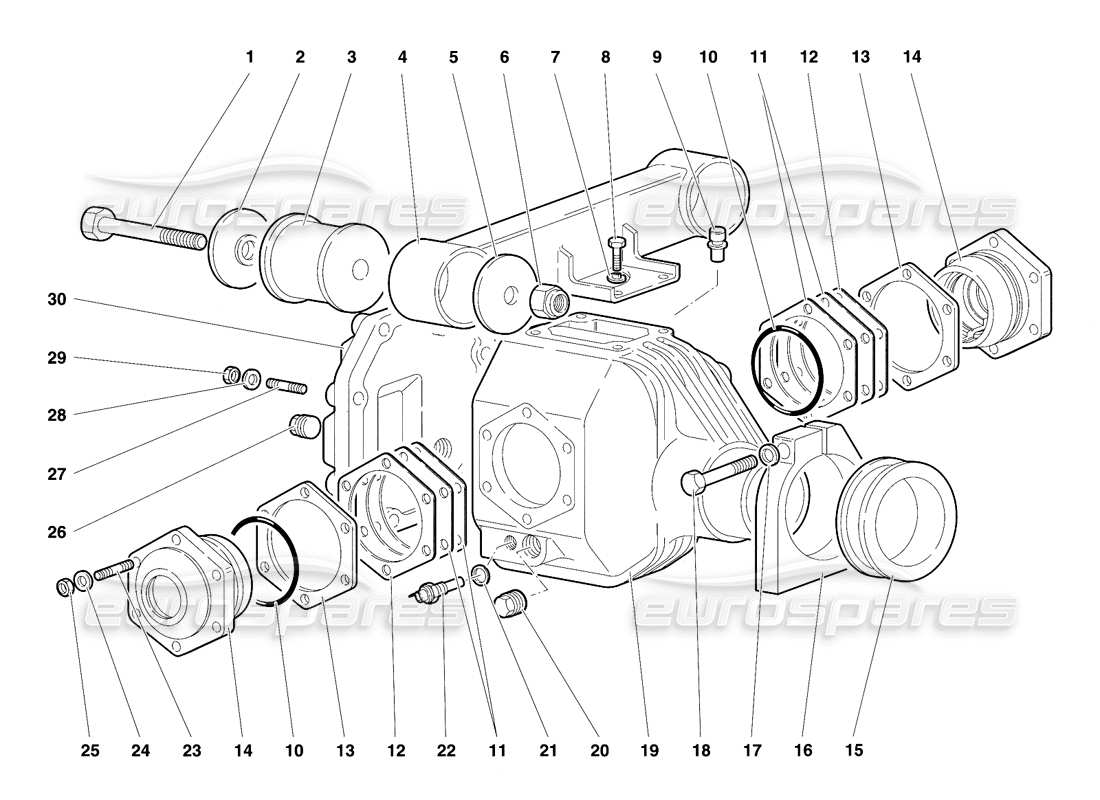 lamborghini diablo vt (1994) front differential case part diagram