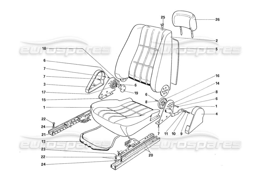 ferrari 328 (1988) seat parts diagram