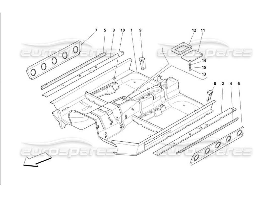 maserati 4200 gransport (2005) central structure parts diagram