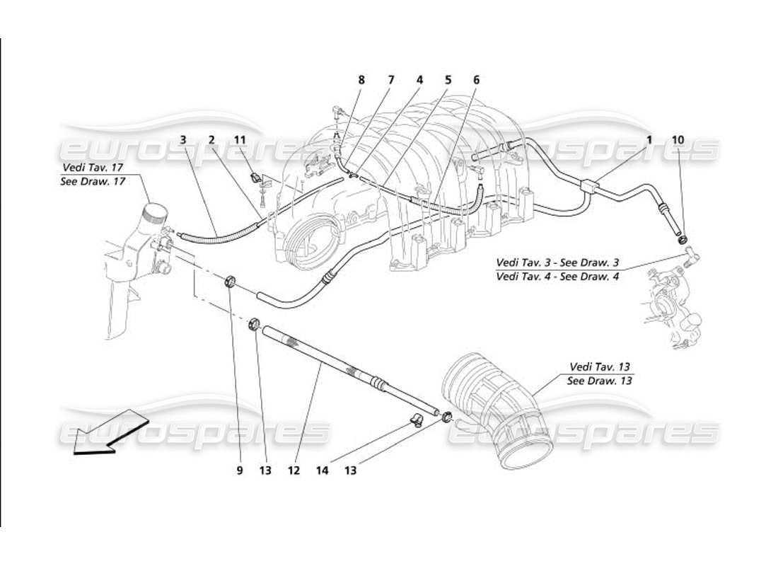 maserati 4200 coupe (2005) blow - by system parts diagram