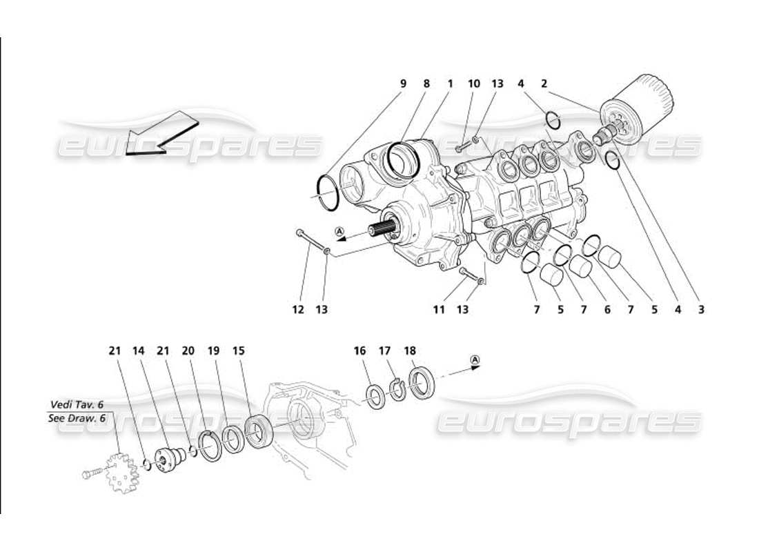 maserati 4200 coupe (2005) water-oil pump parts diagram