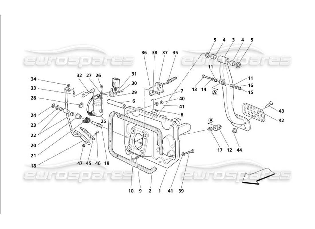 maserati 4200 gransport (2005) pedals and electronic accelerator control -valid for gd- part diagram